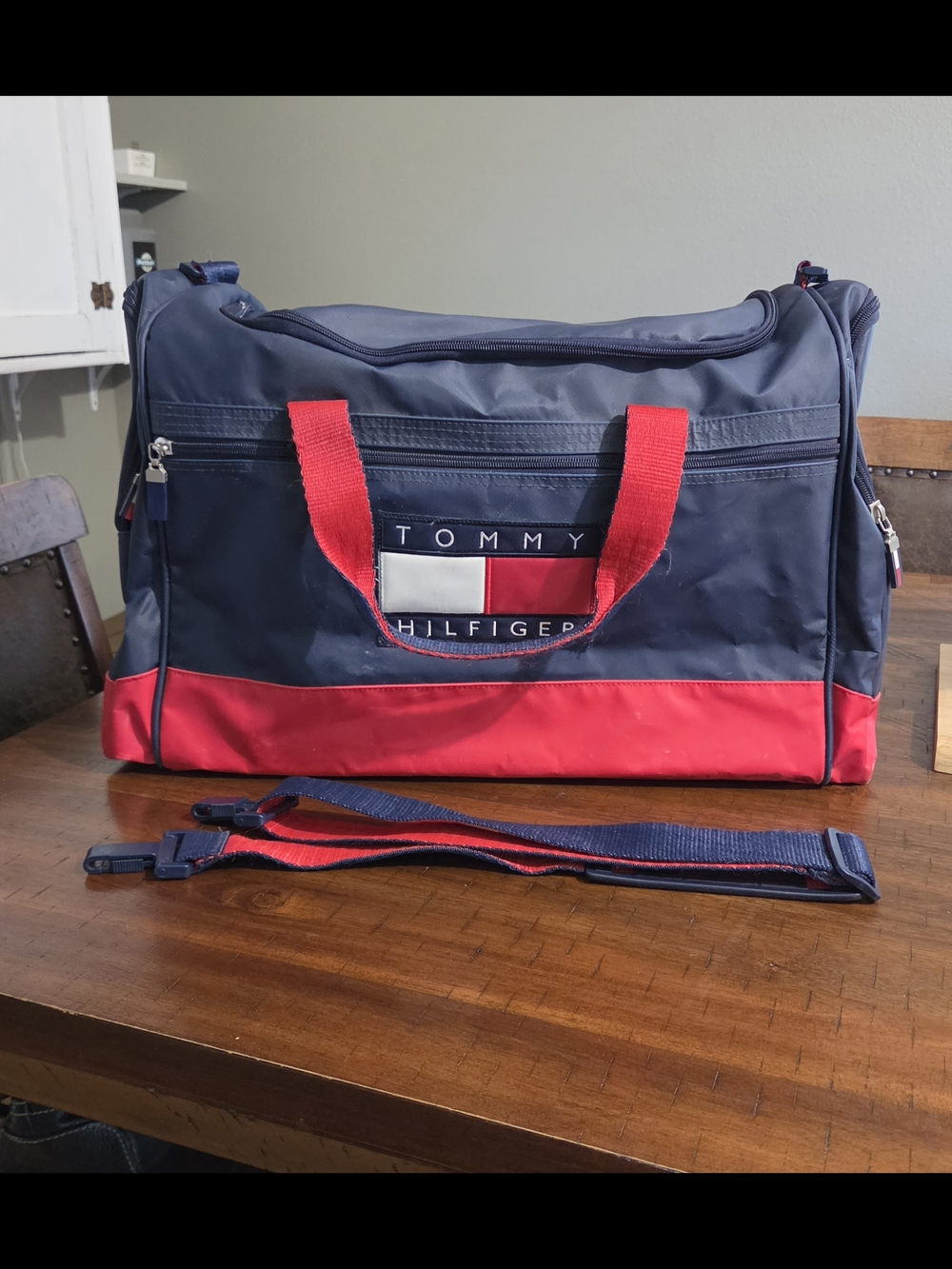 Tommy Hilfiger Navy and Red Travel Duffel